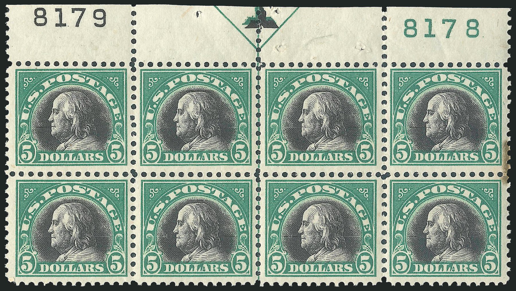 Values of US Stamps Scott Catalogue # 524: US$5.00 1918 Franklin Perf 11. Robert Siegel Auction Galleries, Mar 2013, Sale 1040, Lot 1924