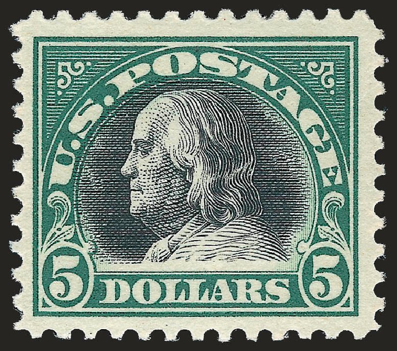 Prices of US Stamps Scott Catalog #524 - US$5.00 1918 Franklin Perf 11. Robert Siegel Auction Galleries, Jun 2009, Sale 975, Lot 1944