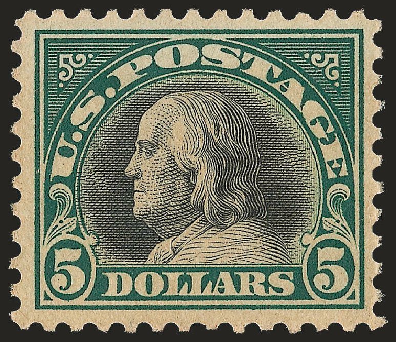 US Stamp Prices Scott Catalog # 524: US$5.00 1918 Franklin Perf 11. Robert Siegel Auction Galleries, Jun 2009, Sale 975, Lot 1945