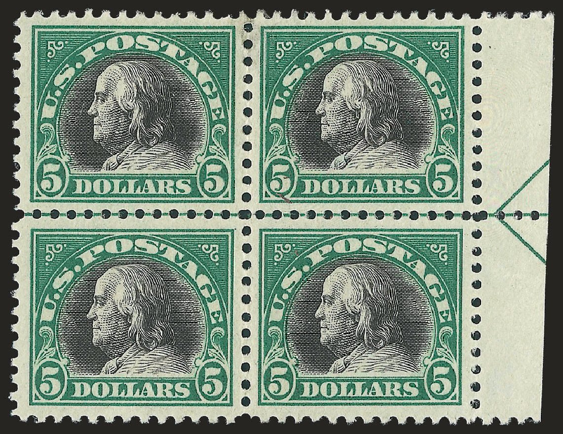 US Stamp Price Scott # 524: US$5.00 1918 Franklin Perf 11. Robert Siegel Auction Galleries, Sep 2009, Sale 976, Lot 2115