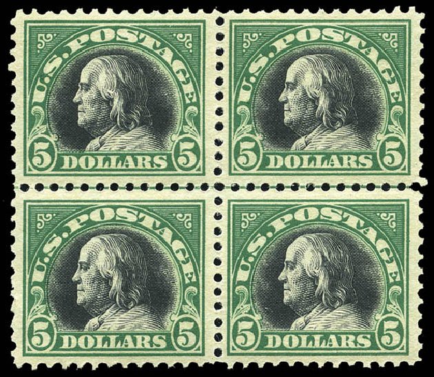 US Stamp Prices Scott Catalogue # 524 - 1918 US$5.00 Franklin Perf 11. Matthew Bennett International, May 2014, Sale 350, Lot 652