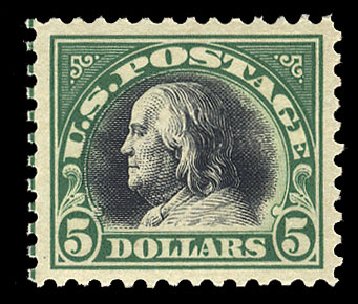 US Stamp Price Scott Catalog #524: US$5.00 1918 Franklin Perf 11. Cherrystone Auctions, Apr 2009, Sale 200904, Lot 112