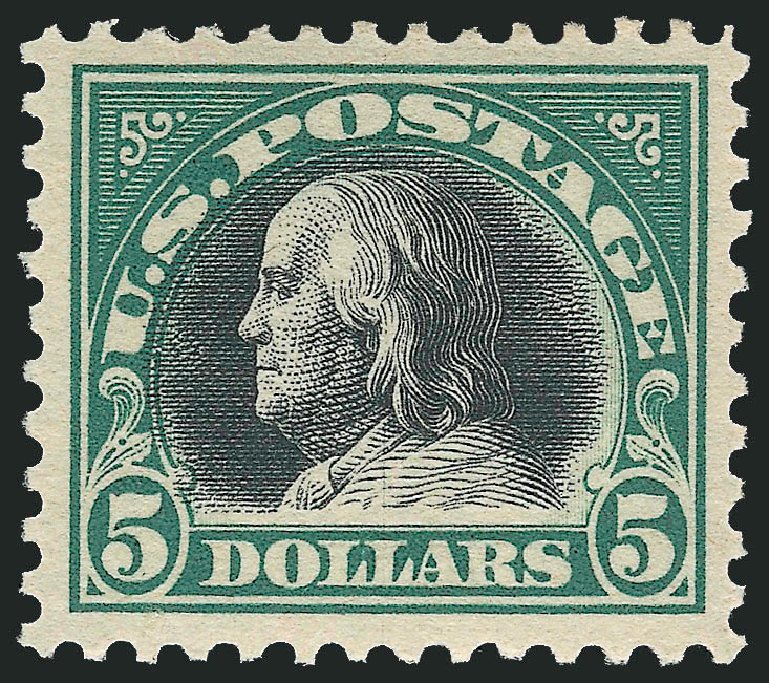 Value of US Stamps Scott Cat. # 524: 1918 US$5.00 Franklin Perf 11. Robert Siegel Auction Galleries, Jun 2011, Sale 1011, Lot 782