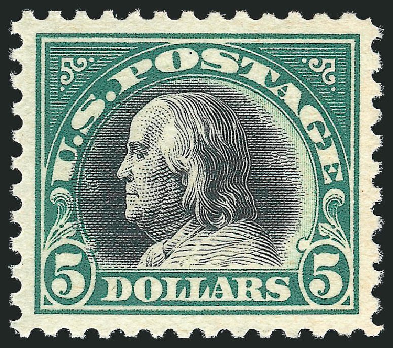 US Stamp Value Scott Catalog 524: US$5.00 1918 Franklin Perf 11. Robert Siegel Auction Galleries, Jun 2012, Sale 1026, Lot 1452