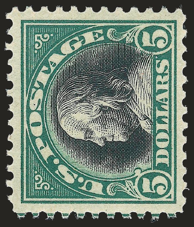 US Stamps Value Scott Catalogue # 524: 1918 US$5.00 Franklin Perf 11. Robert Siegel Auction Galleries, Apr 2010, Sale 984, Lot 942