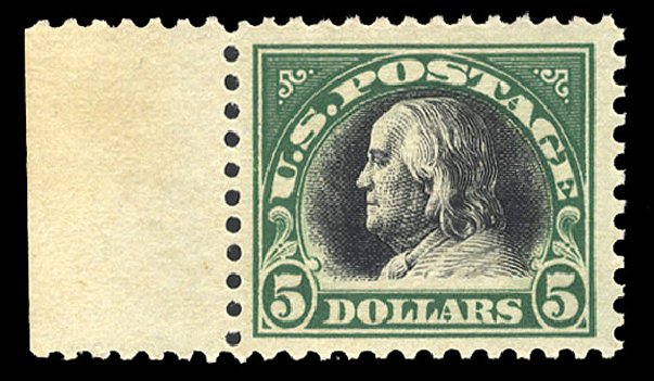 Prices of US Stamps Scott Catalogue 524: 1918 US$5.00 Franklin Perf 11. Cherrystone Auctions, Jul 2010, Sale 201007, Lot 73