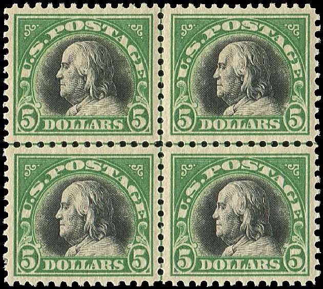 US Stamp Values Scott Cat. # 524: US$5.00 1918 Franklin Perf 11. Regency-Superior, Jan 2015, Sale 109, Lot 1303