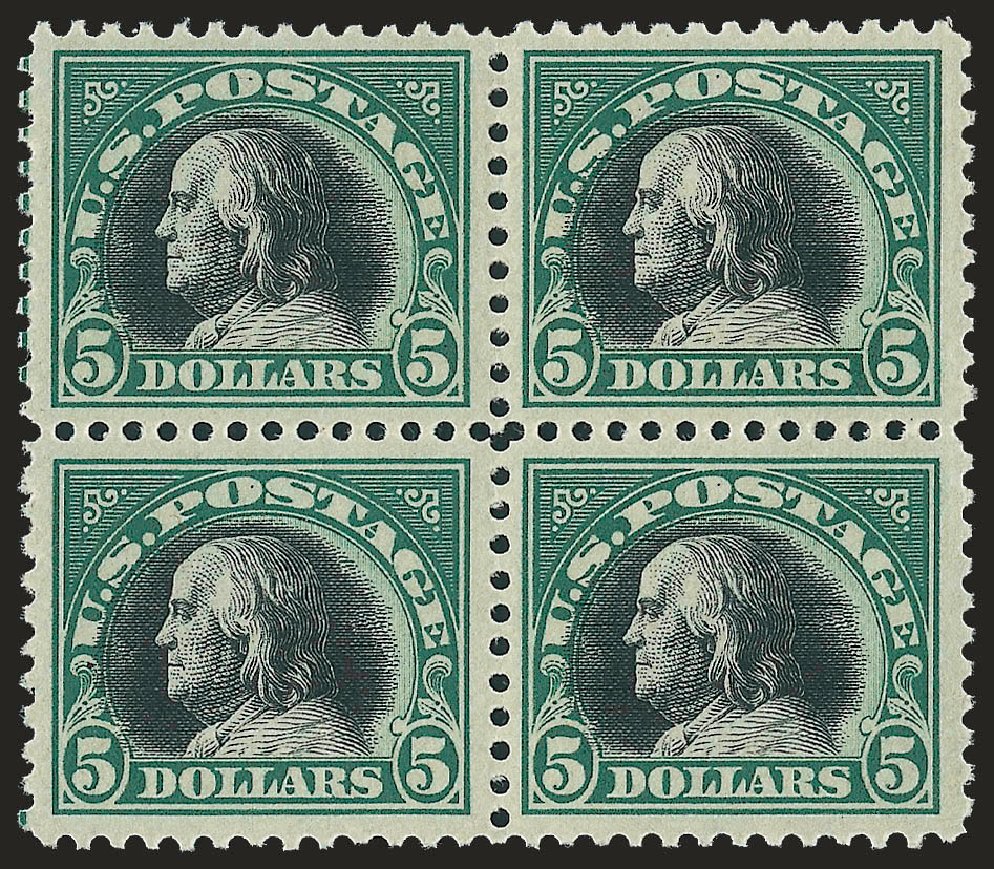 Value of US Stamps Scott Catalog # 524 - 1918 US$5.00 Franklin Perf 11. Robert Siegel Auction Galleries, Sep 2009, Sale 976, Lot 2113
