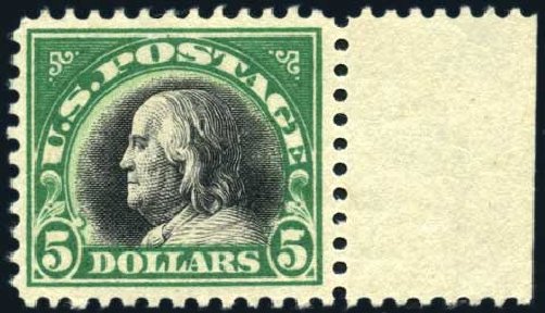 Price of US Stamp Scott Catalogue # 524 - US$5.00 1918 Franklin Perf 11. Harmer-Schau Auction Galleries, Oct 2009, Sale 83, Lot 446