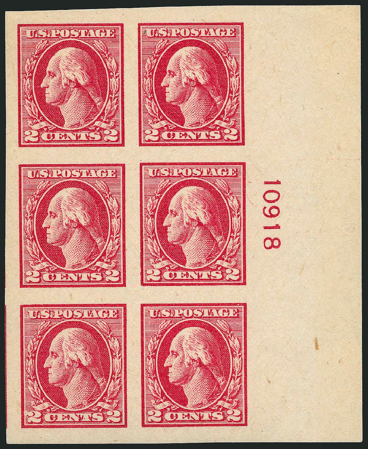 US Stamps Values Scott Catalogue 532 - 2c 1920 Washington Offset Imperf. Robert Siegel Auction Galleries, Sep 2008, Sale 962, Lot 2818