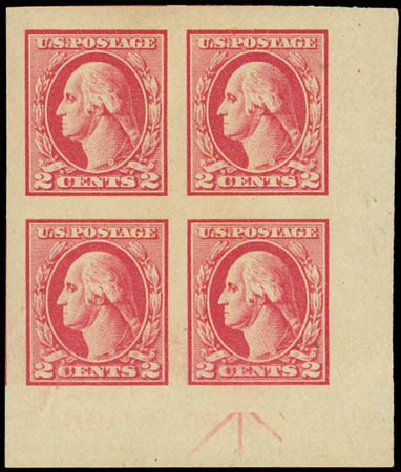 Values of US Stamps Scott #532: 1920 2c Washington Offset Imperf. Daniel Kelleher Auctions, Jul 2011, Sale 625, Lot 1041