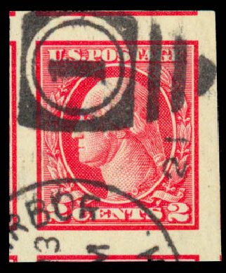 US Stamps Prices Scott Catalog 533 - 1920 2c Washington Offset Imperf. Daniel Kelleher Auctions, Sep 2013, Sale 639, Lot 3648