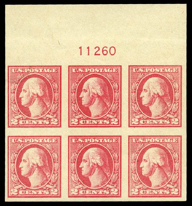 Cost of US Stamps Scott Catalogue #533 - 1920 2c Washington Offset Imperf. Matthew Bennett International, May 2014, Sale 350, Lot 654