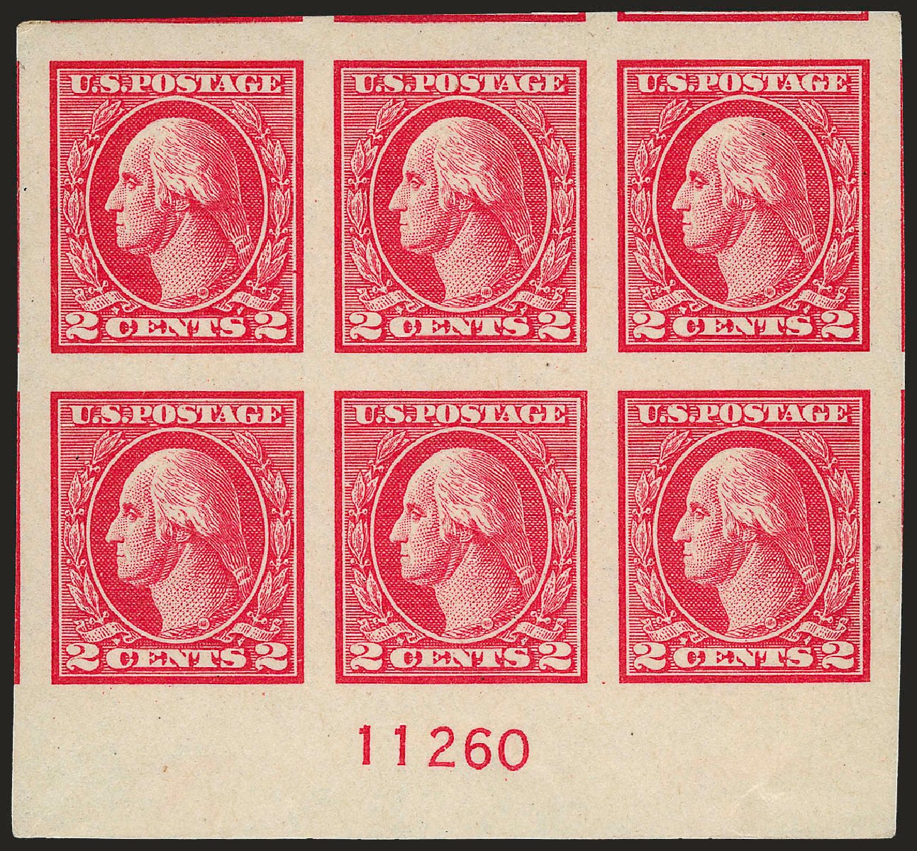 US Stamps Prices Scott Cat. 533: 2c 1920 Washington Offset Imperf. Robert Siegel Auction Galleries, Dec 2008, Sale 967, Lot 4905
