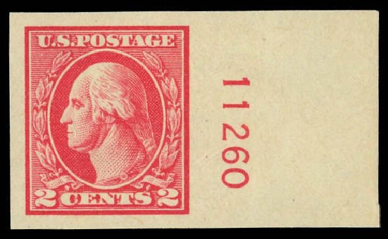 US Stamps Values Scott Catalogue 533 - 2c 1920 Washington Offset Imperf. Daniel Kelleher Auctions, Jun 2012, Sale 630, Lot 1893