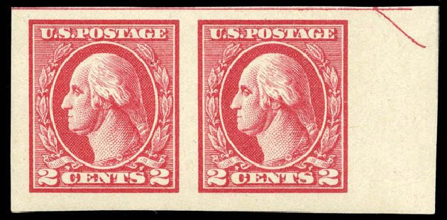 Values of US Stamp Scott Cat. 533: 1920 2c Washington Offset Imperf. Matthew Bennett International, Apr 2008, Sale 326, Lot 476
