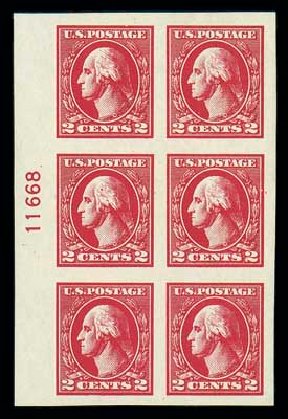 Value of US Stamp Scott Catalogue #534A: 2c 1920 Washington Offset Imperf. Matthew Bennett International, Dec 2007, Sale 324, Lot 1225