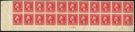 Values of US Stamps Scott Cat. # 534A: 1920 2c Washington Offset Imperf. Harmer-Schau Auction Galleries, Aug 2012, Sale 94, Lot 1625
