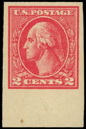 US Stamps Values Scott Catalogue # 534B - 1920 2c Washington Offset Imperf. Daniel Kelleher Auctions, Jul 2011, Sale 625, Lot 1050