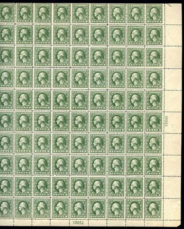 Values of US Stamp Scott Catalogue # 536 - 1c 1919 Washington Offset Perf 12.5. Harmer-Schau Auction Galleries, Aug 2011, Sale 90, Lot 1577