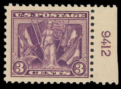Values of US Stamp Scott #537 - 1919 3c Victory. Daniel Kelleher Auctions, Jun 2012, Sale 630, Lot 1897