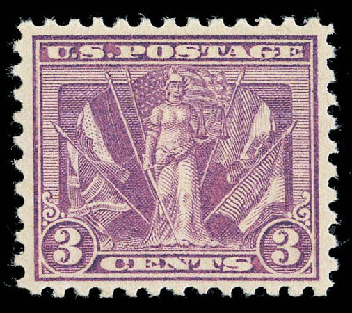 Values of US Stamps Scott Catalogue 537 - 1919 3c Victory. Matthew Bennett International, Sep 2012, Sale 345, Lot 376
