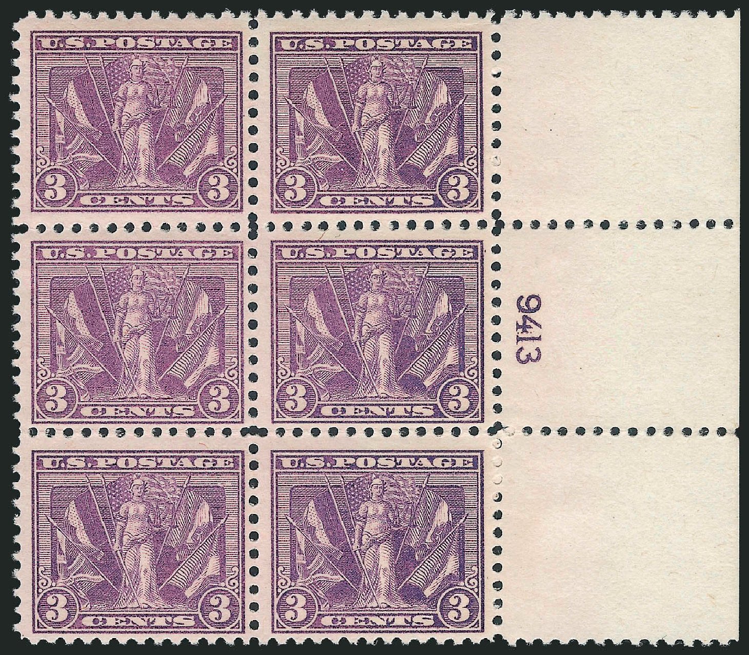 Value of US Stamp Scott Cat. 537: 3c 1919 Victory. Robert Siegel Auction Galleries, Dec 2012, Sale 1037, Lot 2106