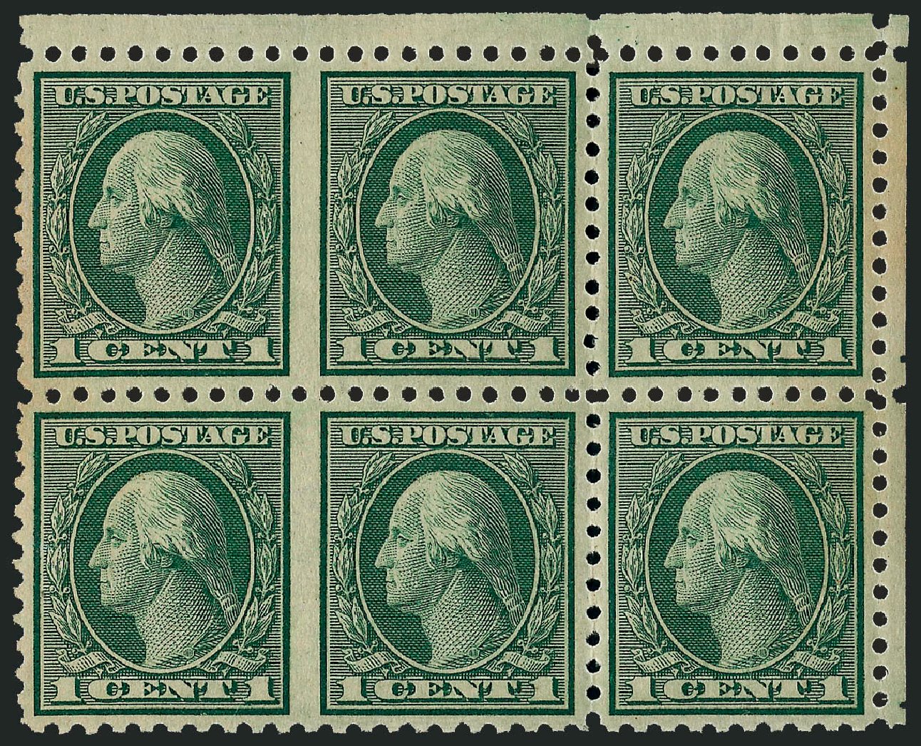 Values of US Stamp Scott 543 1c 1921 Washington Rotary Perf 10