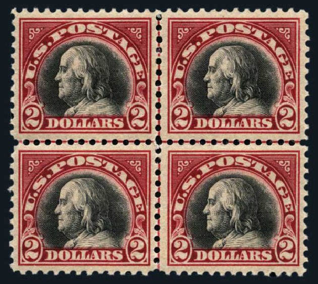 Value of US Stamp Scott # 547: US$2.00 1920 Franklin Flat Plate Perf 11. Harmer-Schau Auction Galleries, Aug 2014, Sale 102, Lot 2077