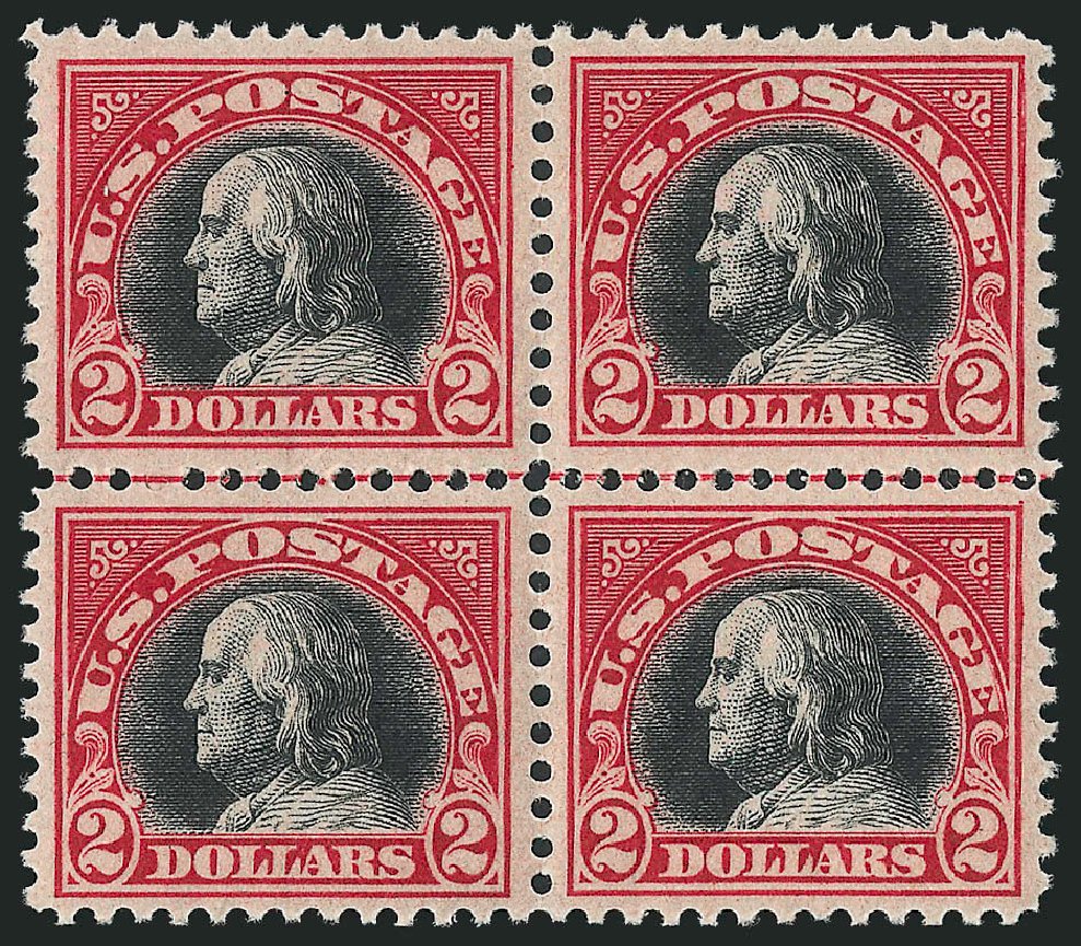 Values of US Stamps Scott Cat. #547: 1920 US$2.00 Franklin Flat Plate Perf 11. Robert Siegel Auction Galleries, Mar 2012, Sale 1019, Lot 887