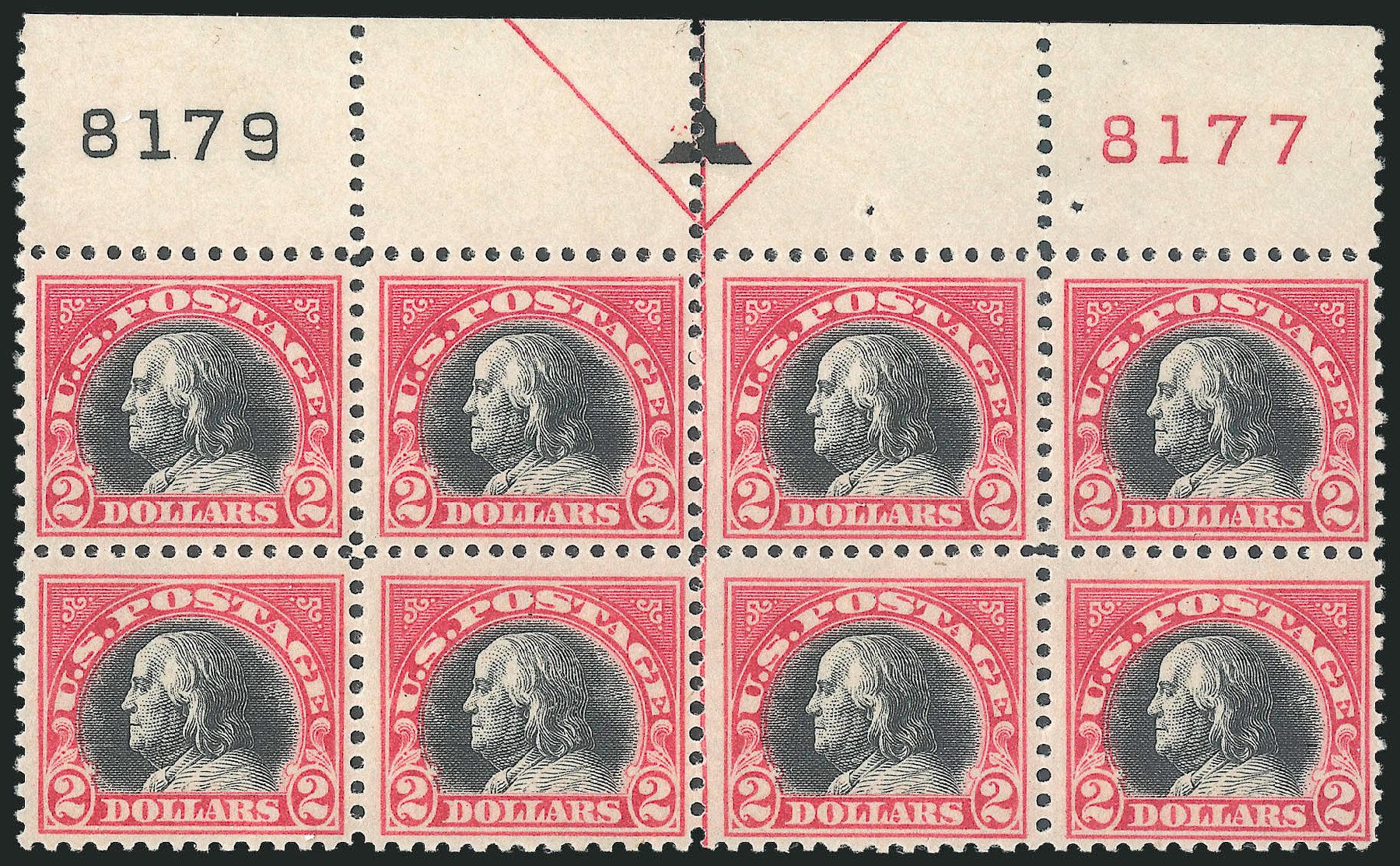 US Stamp Value Scott Catalogue # 547 - 1920 US$2.00 Franklin Flat Plate Perf 11. Robert Siegel Auction Galleries, Mar 2013, Sale 1040, Lot 1957