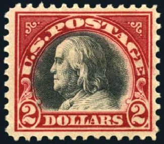 US Stamp Price Scott Catalog # 547: US$2.00 1920 Franklin Flat Plate Perf 11. Harmer-Schau Auction Galleries, Oct 2008, Sale 79, Lot 228