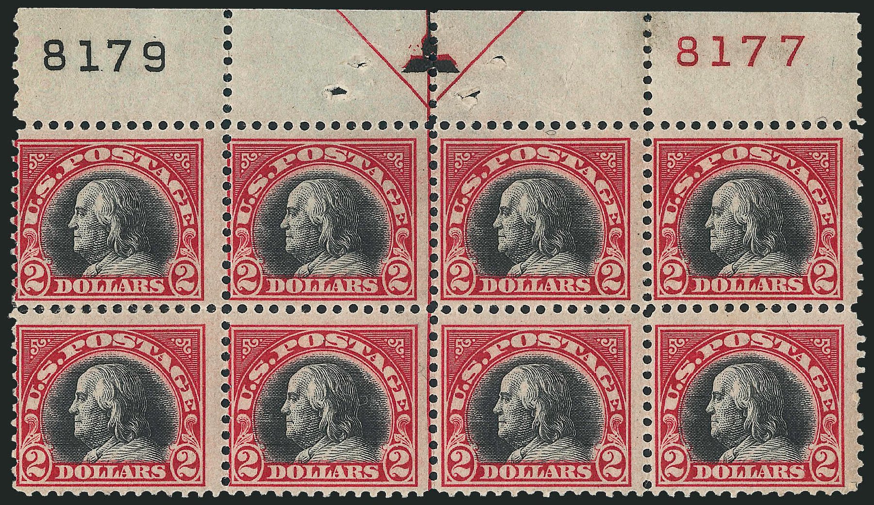 Prices of US Stamps Scott Cat. #547 - US$2.00 1920 Franklin Flat Plate Perf 11. Robert Siegel Auction Galleries, Apr 2009, Sale 971, Lot 1838