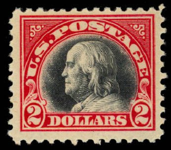 Cost of US Stamp Scott Catalog # 547 - US$2.00 1920 Franklin Flat Plate Perf 11. Daniel Kelleher Auctions, Apr 2013, Sale 636, Lot 419