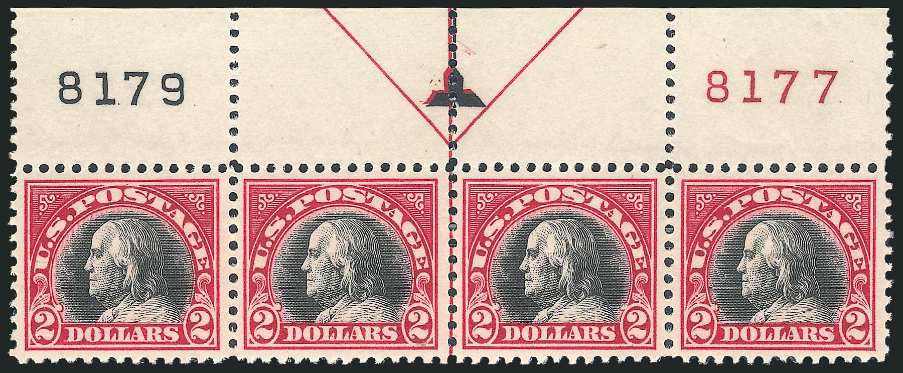 Costs of US Stamp Scott Catalogue # 547 - US$2.00 1920 Franklin Flat Plate Perf 11. Robert Siegel Auction Galleries, Oct 2011, Sale 1014, Lot 2049