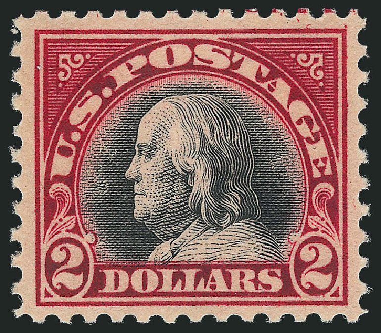 Values of US Stamp Scott Catalog # 547: US$2.00 1920 Franklin Flat Plate Perf 11. Robert Siegel Auction Galleries, Nov 2013, Sale 1061, Lot 3999