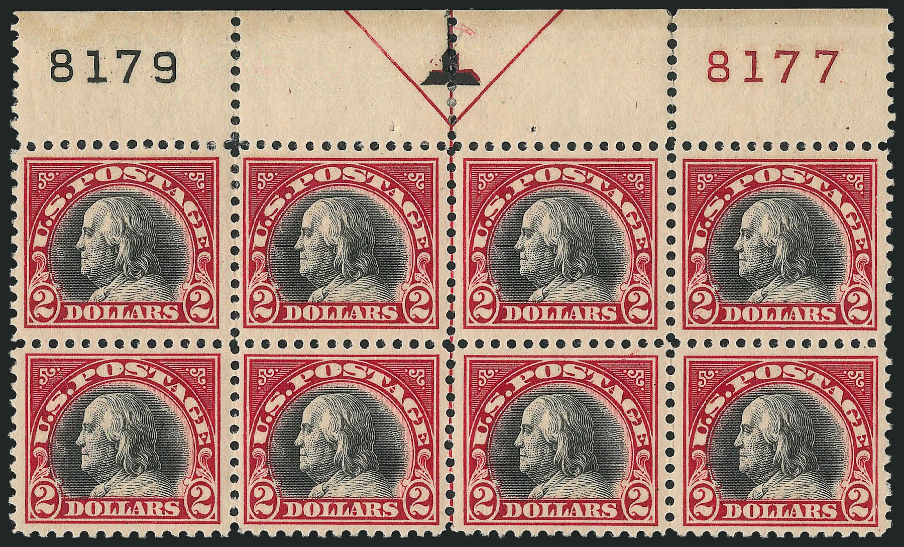 Cost of US Stamps Scott Catalogue # 547 - US$2.00 1920 Franklin Flat Plate Perf 11. Robert Siegel Auction Galleries, Mar 2014, Sale 1067, Lot 1609