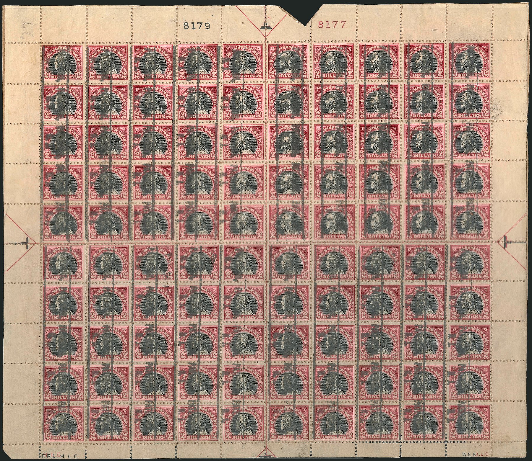 US Stamp Prices Scott Cat. 547 - 1920 US$2.00 Franklin Flat Plate Perf 11. Robert Siegel Auction Galleries, Feb 2015, Sale 1093, Lot 519