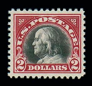 Value of US Stamp Scott Catalogue 547: US$2.00 1920 Franklin Flat Plate Perf 11. Matthew Bennett International, Jun 2007, Sale 319, Lot 1500