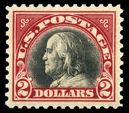 US Stamp Prices Scott #547 - US$2.00 1920 Franklin Flat Plate Perf 11. Matthew Bennett International, Feb 2012, Sale 340, Lot 500