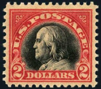 US Stamp Price Scott Catalog # 547 - US$2.00 1920 Franklin Flat Plate Perf 11. Harmer-Schau Auction Galleries, Oct 2012, Sale 95, Lot 260