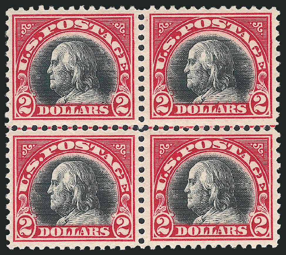 Values of US Stamps Scott Catalogue 547 - US$2.00 1920 Franklin Flat Plate Perf 11. Robert Siegel Auction Galleries, Oct 2011, Sale 1014, Lot 2050
