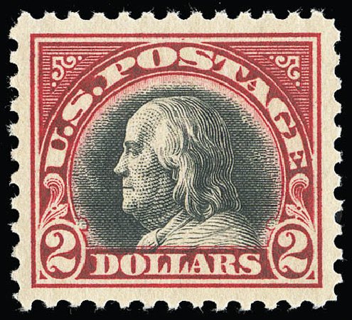 Price of US Stamps Scott Catalogue 547 - 1920 US$2.00 Franklin Flat Plate Perf 11. Matthew Bennett International, Sep 2012, Sale 346, Lot 871