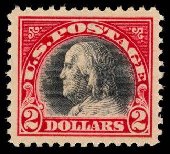 US Stamp Prices Scott Catalogue # 547 - 1920 US$2.00 Franklin Flat Plate Perf 11. Daniel Kelleher Auctions, Jan 2015, Sale 663, Lot 1881