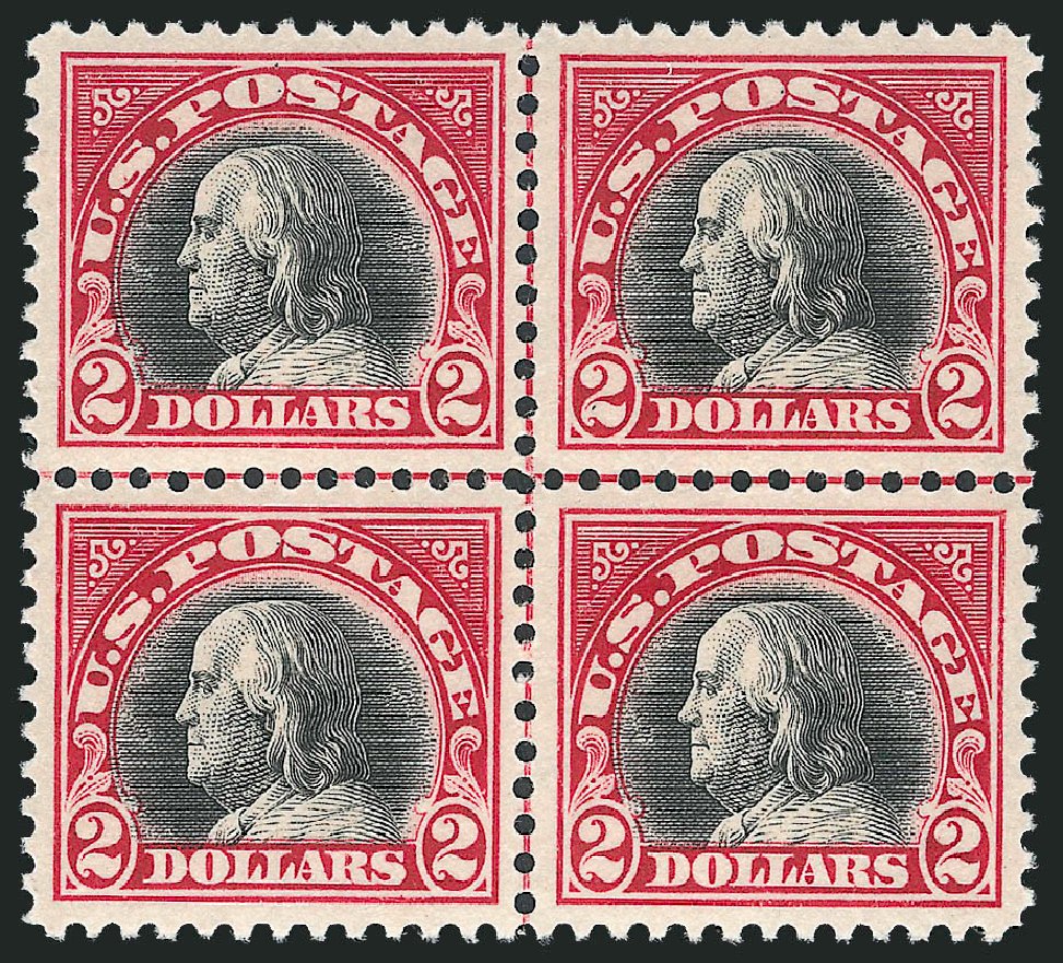 Cost of US Stamps Scott Cat. #547: 1920 US$2.00 Franklin Flat Plate Perf 11. Robert Siegel Auction Galleries, Nov 2013, Sale 1061, Lot 4001