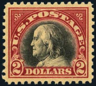 US Stamps Values Scott Catalogue #547: US$2.00 1920 Franklin Flat Plate Perf 11. Harmer-Schau Auction Galleries, Aug 2012, Sale 94, Lot 1634