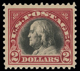 US Stamp Values Scott # 547 - US$2.00 1920 Franklin Flat Plate Perf 11. H.R. Harmer, May 2014, Sale 3005, Lot 1314
