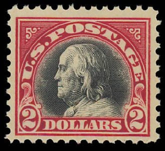 Cost of US Stamp Scott Catalog 547 - US$2.00 1920 Franklin Flat Plate Perf 11. Daniel Kelleher Auctions, Jun 2012, Sale 630, Lot 1904