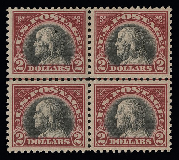 Price of US Stamp Scott Catalogue 547 - US$2.00 1920 Franklin Flat Plate Perf 11. Spink Shreves Galleries, Aug 2013, Sale 144, Lot 284