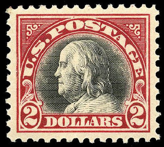 US Stamps Values Scott Cat. 547 - 1920 US$2.00 Franklin Flat Plate Perf 11. Matthew Bennett International, Apr 2008, Sale 326, Lot 485